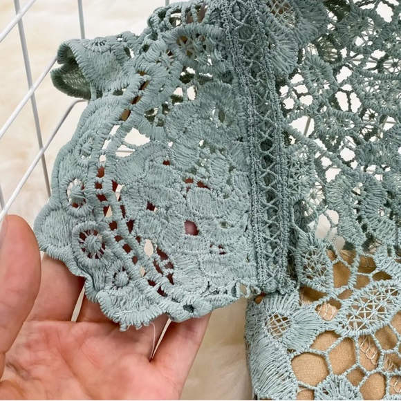 #152 Elegant Butterfly Sleeve Crochet Lace Casual O-neck High Waist Dress - Picture 13 of 16